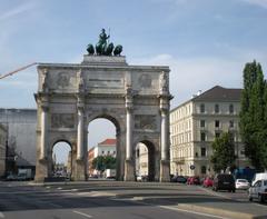 Siegestor in Munich with historical arch and sculptures