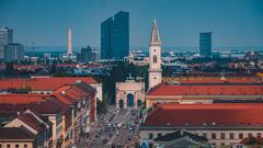 Ludwigstraße in Munich with university district and Schwabing in the background