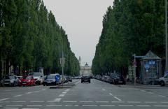 Ludwigstraße with Siegestor and church towers in Munich