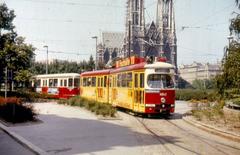 Vienna Schottentor station with 1980s trams