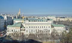 Austrian Parliament Building viewed from the Palace of Justice's restaurant terrace in Vienna