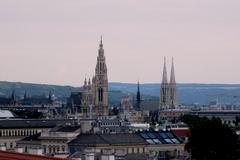 View of Rathaus and Votivkirche in Vienna