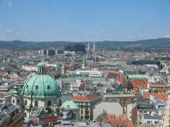 View from Stephansdom towards northwest in Vienna, Votivkirche visible at the center