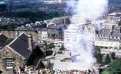 One o'clock gun firing at Edinburgh Castle