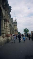 Alexandra Palace view from the front showcasing its unique architectural design and surrounding greenery