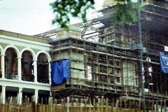 Alexandra Palace southeast front after the fire, July 1980