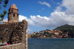 Scenic view of Collioure with a seaside harbor and old town