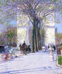 Washington Arch in spring by Childe Hassam