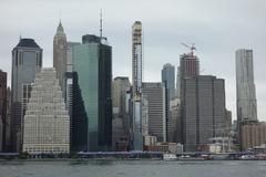 View of Lower Manhattan skyline from Pier 2 at Brooklyn Bridge Park