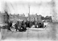 Fish Market, Galway, circa 1905, crowd of people at the market