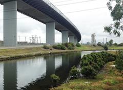 West Gate Bridge above Stony Creek in Yarraville, Melbourne