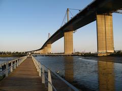 West Gate Bridge in Melbourne from the walkway near West Gate Bridge Memorial Park