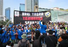 medical students demonstrating against tobacco in Jakarta