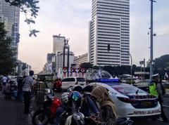 Selamat Datang Monument with 2019 Indonesian Election countdown