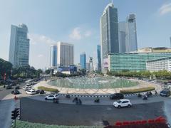 Bundaran HI Monument viewed from the HI bus stop in August 2023