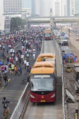 Jakarta urban transportation featuring a busway system