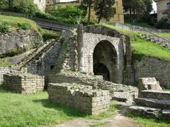 ancient Roman theater arch in Fiesole archaeological area