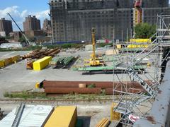 Willis Bridge Bronx marshalling yard with green rebars on a mostly sunny afternoon