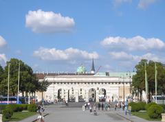 View of the Äußeres Burgtor at the Hofburg in Vienna