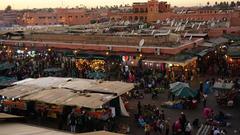 Marrakesh cityscape with buildings and palm trees