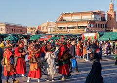 The central market square of Marrakech bustling with activity