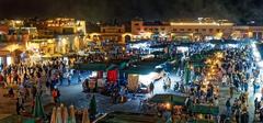 Central market square of Marrakech bustling with activity