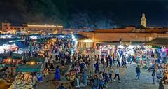 Central market square of Marrakech bustling with people