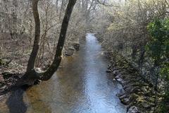 Würm river in Pasinger Stadtpark, Munich