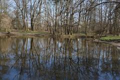 Würm River in Pasinger Stadtpark, Munich