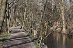 Würm River in Pasinger Stadtpark, Munich