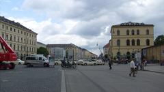 Cityscape of Munich with historical buildings and greenery