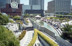 Yerba Buena Gardens and SF MOMA from the Metreon Building in San Francisco