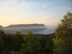 Scenic view of Parc national des Calanques with rocky cliffs and blue sea