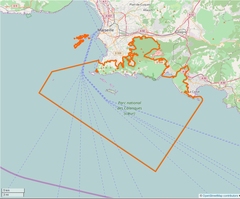 Périmètre du coeur de parc du Parc national des Calanques