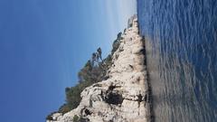 Calanques limestone cliffs with turquoise Mediterranean Sea