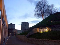 Castle mound and St George's Tower at dusk