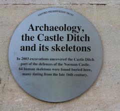 Excavated Castle Ditch at Oxford Castle with human skeletons from the late 16th century