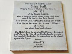 Black Assize plaque inside County Hall, Oxford, England