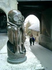 Sculpture in front of H.R. Giger Museum, Gruyères