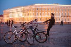 couple enjoying a moment together on a street in St. Petersburg