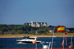 Boat near The Magdalena Palace in Santander, Spain