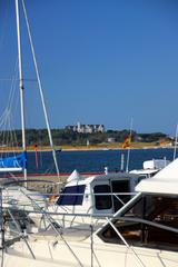 Marina Pedreña Port with the Magdalena Palace in the background, Spain