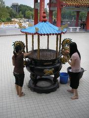 Burning of joss sticks at Thean Hou Temple in Kuala Lumpur