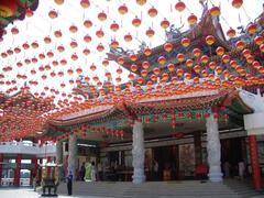 Thean Hou Temple showcasing the deity Thean Hou flanked by Shuiwei and Guanyin