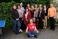 Group photo at the Editathon in the interim quarters of Villa Stuck in Goethestraße 54, Munich