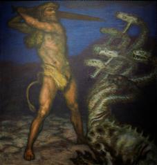 Hercules fighting the Hydra painting by Franz von Stuck