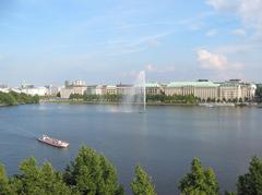 Hamburg Binnenalster with view of Ballindamm and HAPAG-Lloyd building