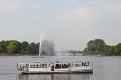 Binnenalster with Alster Fountain and Dampfschiff St. Georg in Hamburg