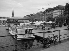 Alsterpavilion Hamburg with Seebek ship