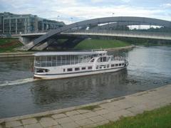 Passenger river ship near Mindaugas' bridge in Vilnius